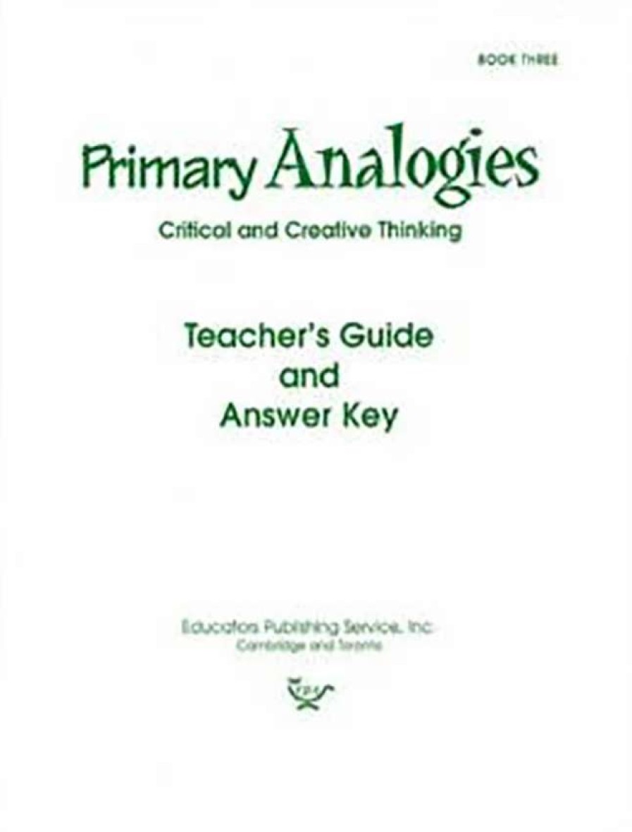 Comprehension * | Primary Analogies Book 3, Teacher'S Guide