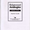 Comprehension * | Ridgewood Analogies, Book 5, Answer Key