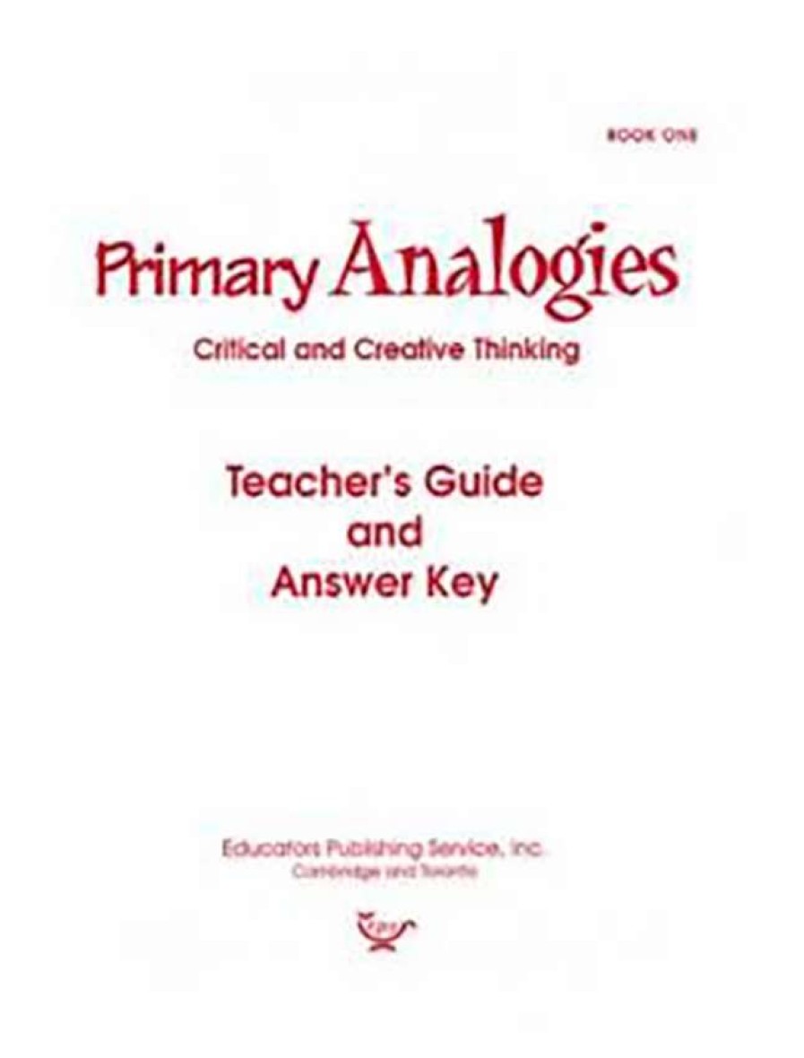 Comprehension * | Primary Analogies Book 1, Teacher'S Guide