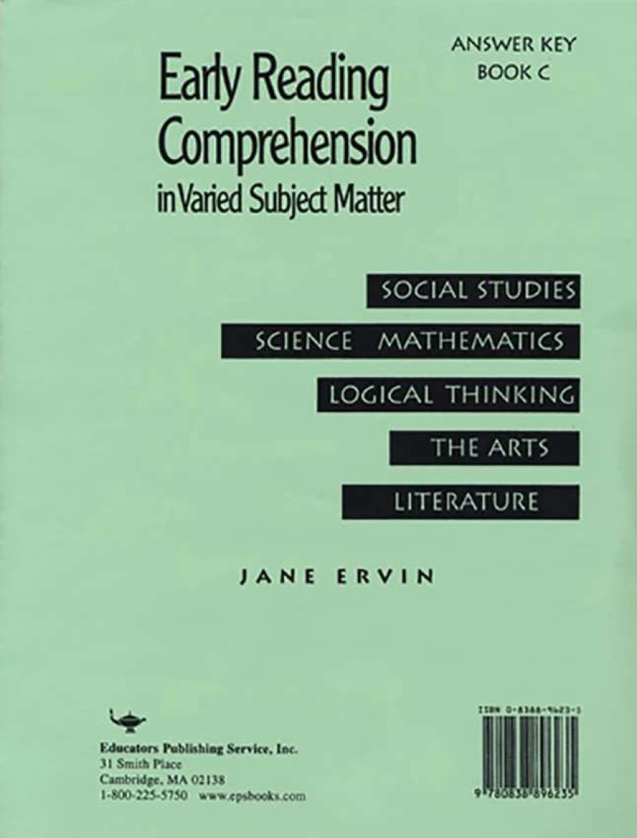 Comprehension * | Readng Comp, Erc Mrc Early Reading Comprehension, Answer Key, Book C