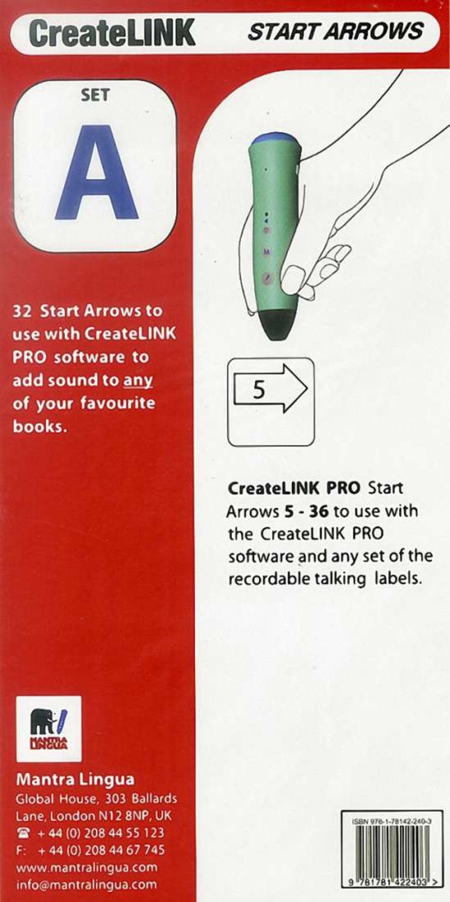 Comprehension * | Mantra Lingua Createlink Pro Start Arrows, Set A, 32 Pieces