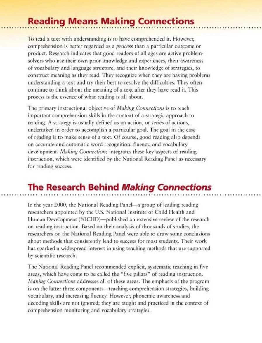 Comprehension * | Making Connections Teacher'S Edition Book 1, Reading Comprehension Instruction, Grade 1